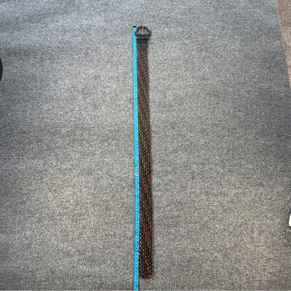 Abercrombie & Fitch Woven Leather Belt Braided Brown Green Y2K Boho M